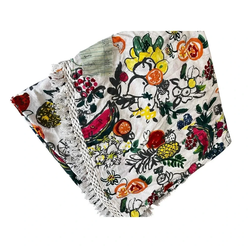 Anthropologie Round Tablecloth Fruit Print 90